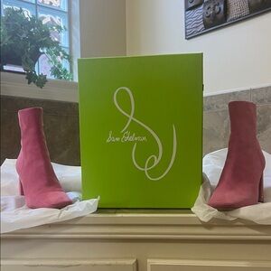 Sam Edelman Pink Suede Pointed Toe Ankle Boots